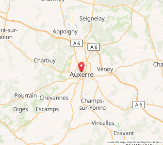 Map of Auxerre, Bourgogne-Franche-Comté
