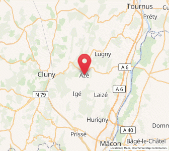 Map of Azé, Bourgogne-Franche-Comté