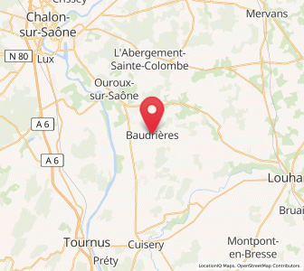 Map of Baudrières, Bourgogne-Franche-Comté