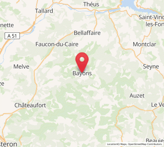 Map of Bayons, Provence-Alpes-Côte d'Azur