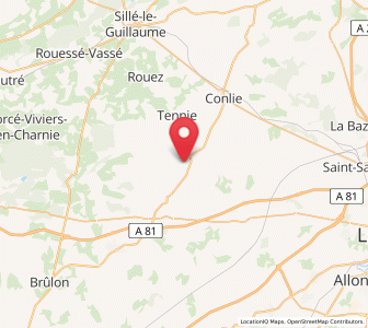 Map of Bernay-en-Champagne, Pays de la Loire