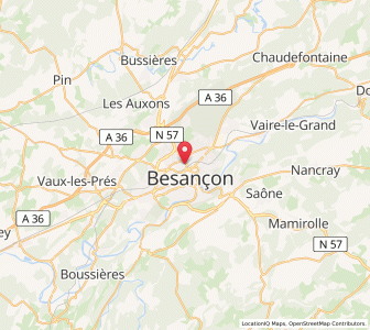 Map of Besançon, Bourgogne-Franche-Comté