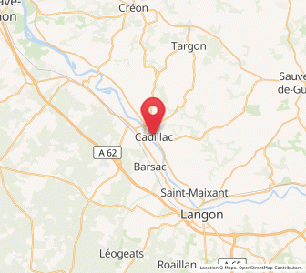 Map of Cadillac, Nouvelle-Aquitaine