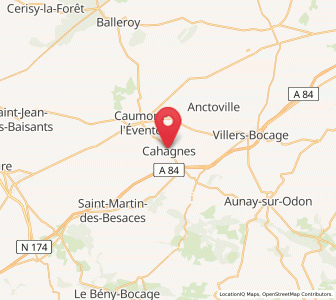 Map of Cahagnes, Normandy