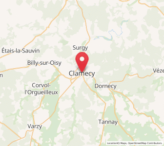 Map of Clamecy, Bourgogne-Franche-Comté
