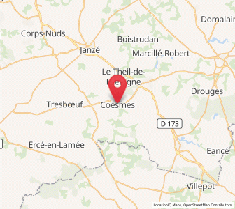 Map of Coësmes, Brittany