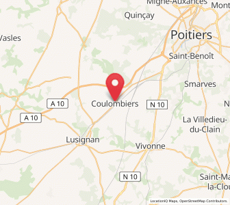 Map of Coulombiers, Nouvelle-Aquitaine