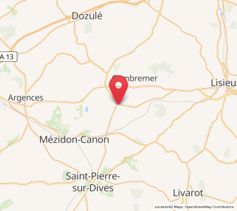 Map of Crevecoeur-en-Auge, Normandy