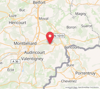 Map of Dampierre-les-Bois, Bourgogne-Franche-Comté