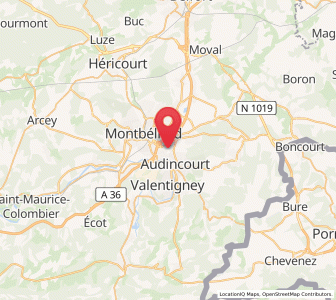 Map of Exincourt, Bourgogne-Franche-Comté