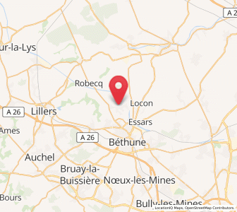 Map of Hinges, Hauts-de-France
