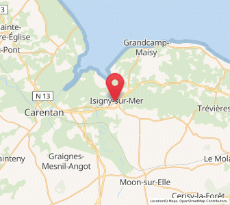 Map of Isigny-sur-Mer, Normandy