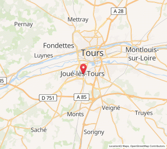 Map of Joué-lès-Tours, Centre