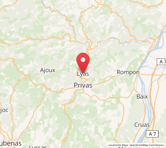 Map of Lyas, Auvergne-Rhône-Alpes