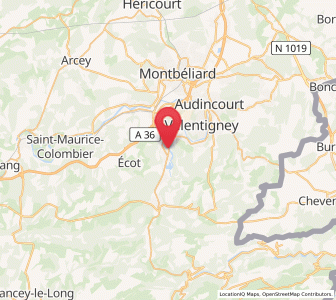 Map of Mathay, Bourgogne-Franche-Comté