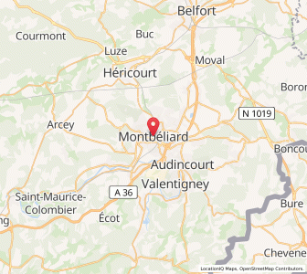 Map of Mömpelgard, Bourgogne-Franche-Comté