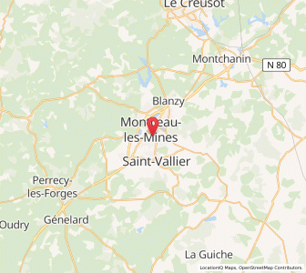 Map of Montceau-les-Mines, Bourgogne-Franche-Comté