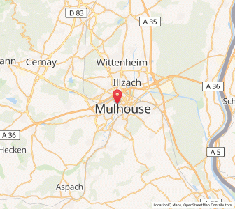 Map of Mülhausen, Grand Est