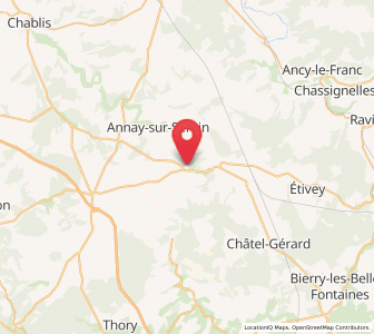 Map of Noyers, Bourgogne-Franche-Comté
