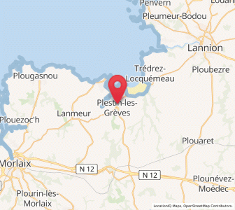Map of Plestin-les-Grèves, Brittany