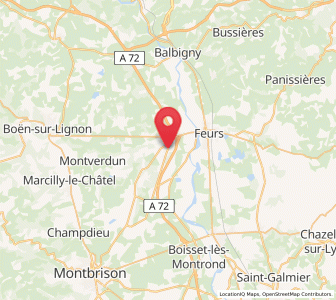 Map of Poncins, Auvergne-Rhône-Alpes