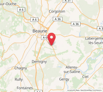 Map of Sainte-Marie-la-Blanche, Bourgogne-Franche-Comté