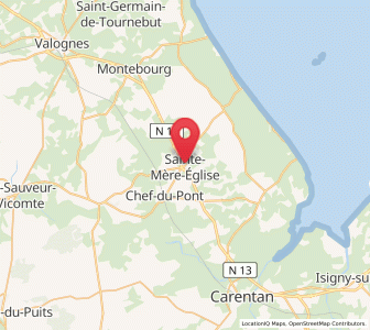 Map of Sainte-Mère-Église, Normandy