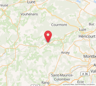Map of Secenans, Bourgogne-Franche-Comté