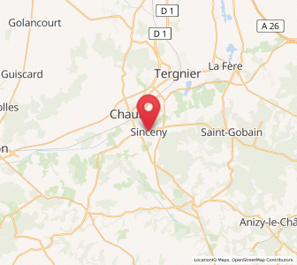 Map of Sinceny, Hauts-de-France