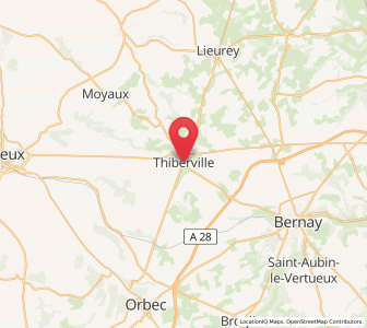 Map of Thiberville, Normandy
