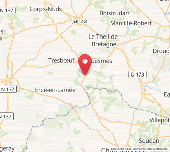 Map of Thourie, Brittany