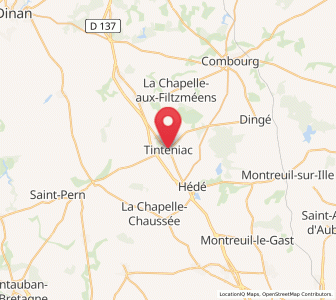 Map of Tinténiac, Brittany