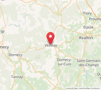 Map of Vézelay, Bourgogne-Franche-Comté
