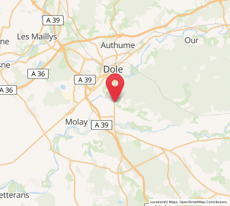 Map of Villette-lès-Dole, Bourgogne-Franche-Comté