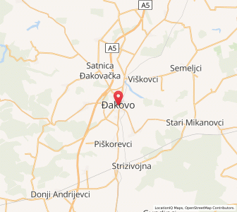Map of Đakovo, County of Osijek-Baranja
