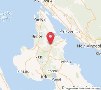 Map of Dobrinj, County of Primorje-Gorski Kotar