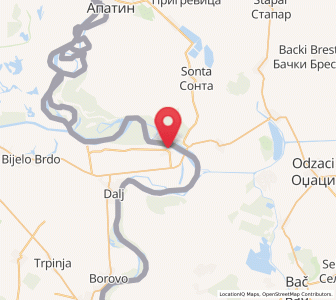 Map of Erdut, County of Osijek-Baranja