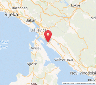 Map of Jadranovo, County of Primorje-Gorski Kotar