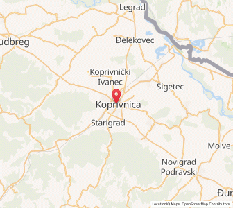 Map of Koprivnica, County of Koprivnica-Križevci