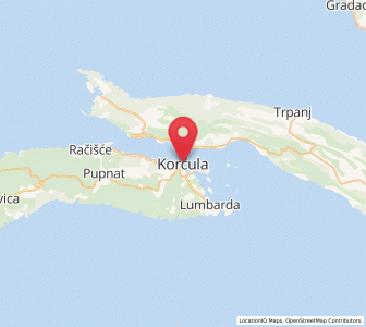 Map of Korčula, Dubrovnik-Neretva