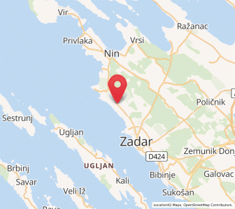 Map of Kožino, County of Zadar