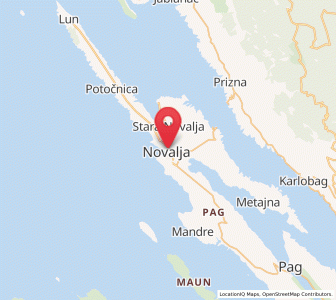 Map of Novalja, County of Lika-Senj