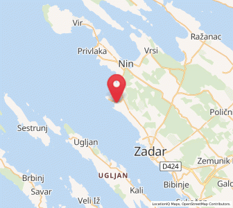 Map of Petrcane, County of Zadar