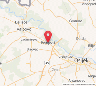Map of Petrijevci, County of Osijek-Baranja