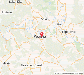 Map of Petrinja, County of Sisak-Moslavina