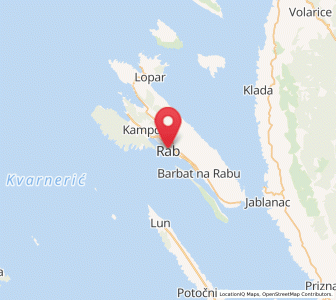 Map of Rab, County of Primorje-Gorski Kotar