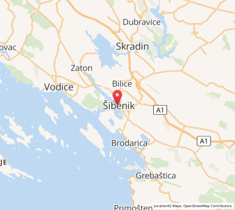Map of Šibenik, Šibenik-Knin