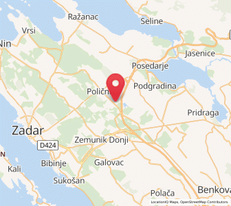Map of Suhovare, County of Zadar