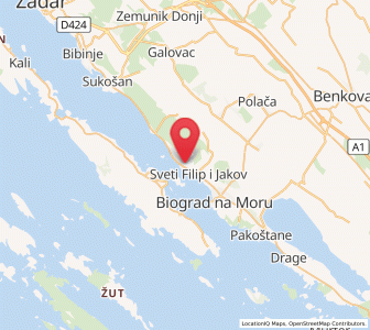 Map of Turanj, County of Zadar