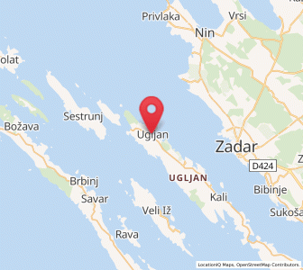 Map of Ugljan, County of Zadar